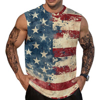 Mens American Flag Tank Top Summer Sleeveless Shirts 4th of July Gym Beach Novelty Workout Tees - 7DAY'S