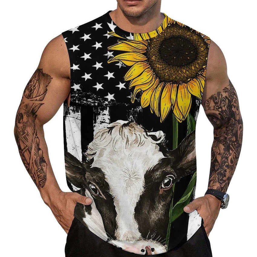 Mens American Flag Tank Top Summer Sleeveless Shirts 4th of July Gym Beach Novelty Workout Tees - 7DAY'S