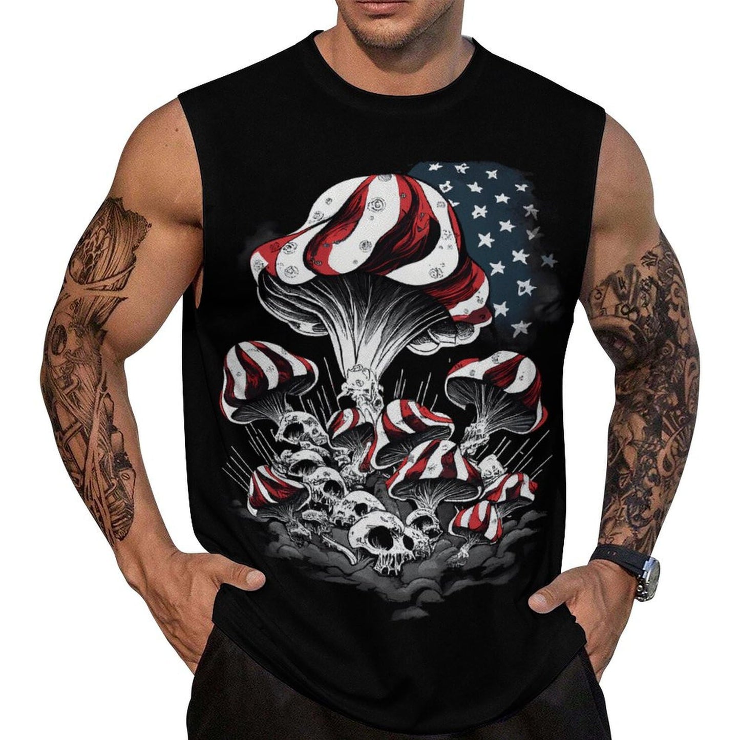Mens American Flag Tank Top Summer Sleeveless Shirts 4th of July Gym Beach Novelty Workout Tees - 7DAY'S