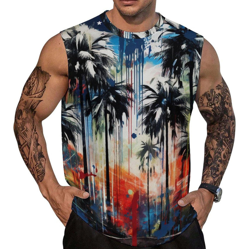 Mens American Flag Tank Top Summer Sleeveless Shirts 4th of July Gym Beach Novelty Workout Tees - 7DAY'S