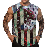 Mens American Flag Tank Top Summer Sleeveless Shirts 4th of July Gym Beach Novelty Workout Tees - 7DAY'S