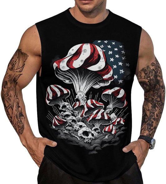 Mens American Flag Tank Top Summer Sleeveless Shirts 4th of July Gym Beach Novelty Workout Tees - 7DAY'S