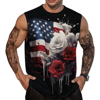 Mens American Flag Tank Top Summer Sleeveless Shirts 4th of July Gym Beach Novelty Workout Tees - 7DAY'S