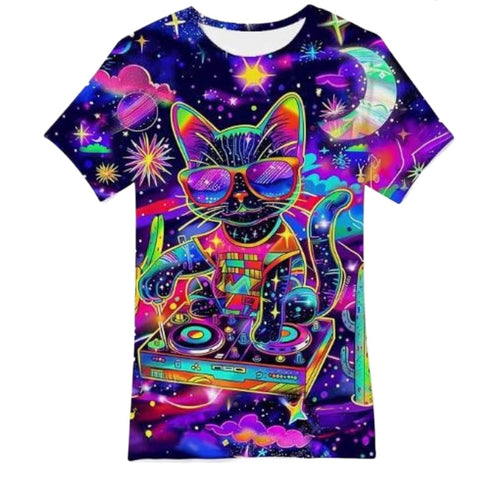 Men's and Women's T-Shirts with Creative Graffiti Printing Round Neck and Short Sleeve Tops - 7DAY'S