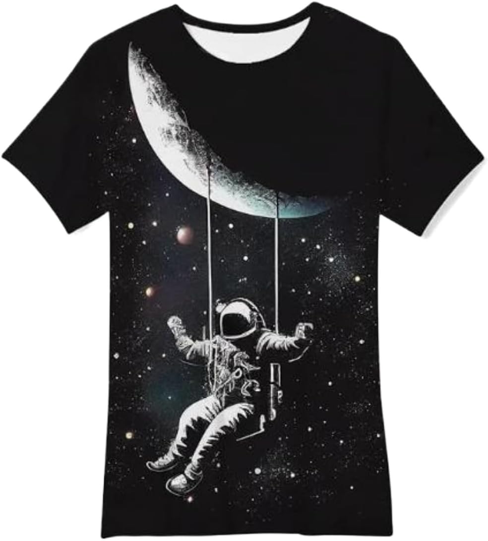 Men's and Women's T-Shirts with Creative Graffiti Printing Round Neck and Short Sleeve Tops - 7DAY'S