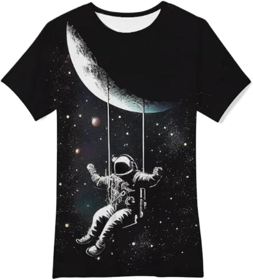 Men's and Women's T-Shirts with Creative Graffiti Printing Round Neck and Short Sleeve Tops