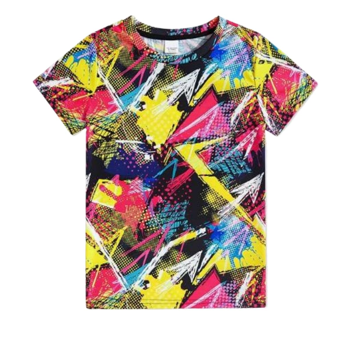 Men's and Women's T-Shirts with Creative Graffiti Printing Round Neck and Short Sleeve Tops - 7DAY'S
