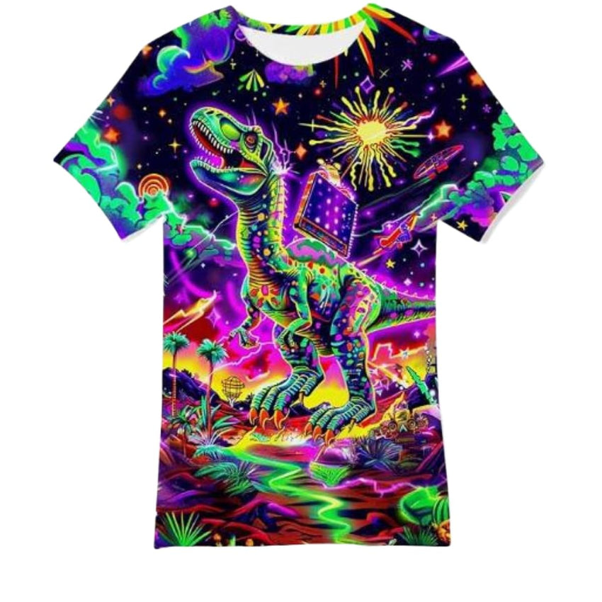 Men's and Women's T-Shirts with Creative Graffiti Printing Round Neck and Short Sleeve Tops - 7DAY'S