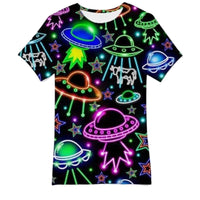 Men's and Women's T-Shirts with Creative Graffiti Printing Round Neck and Short Sleeve Tops - 7DAY'S