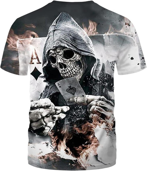 Men's Black and White Skull Shirt 3D Printing Short Sleeve T-Shirt - 7DAY'S