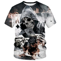 Men's Black and White Skull Shirt 3D Printing Short Sleeve T-Shirt - 7DAY'S