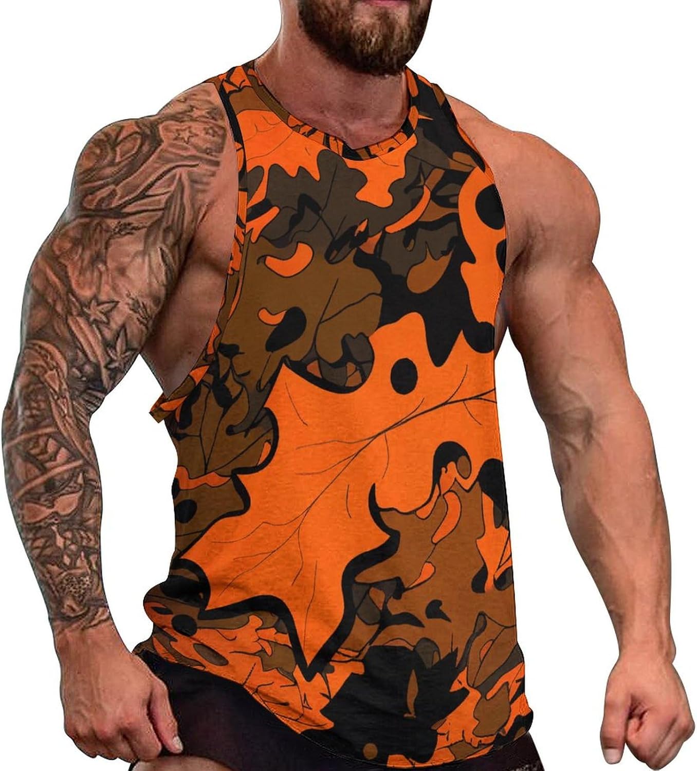 Men's Camo Tank Tops Novelty Leaf Graphic 3D Print Muscle Casual Sleeveless T-Shirt - 7DAY'S