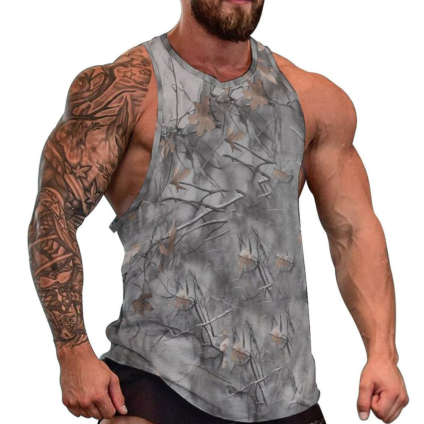 Men's Camo Tank Tops Novelty Leaf Graphic 3D Print Muscle Casual Sleeveless T-Shirt - 7DAY'S
