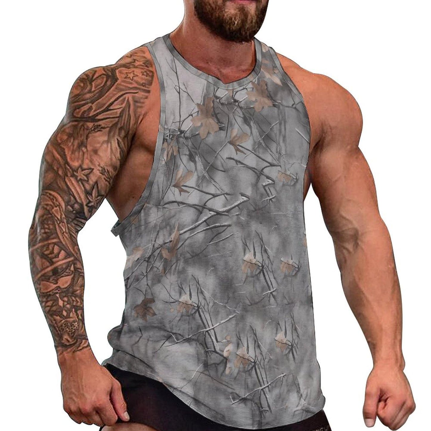 Men's Camo Tank Tops Novelty Leaf Graphic 3D Print Muscle Casual Sleeveless T-Shirt - 7DAY'S