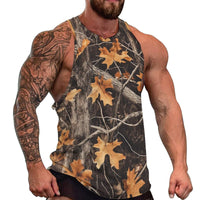 Men's Camo Tank Tops Novelty Leaf Graphic 3D Print Muscle Casual Sleeveless T-Shirt - 7DAY'S