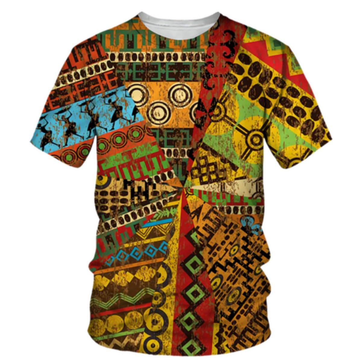Men's Fashion 3D Digital Printing Short - Sleeved T-Shirt of African National Wind Trend in Summer - 7DAY'S