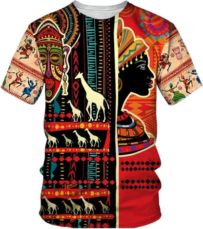 Men's Fashion 3D Digital Printing Short - Sleeved T-Shirt of African National Wind Trend in Summer - 7DAY'S
