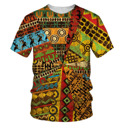Men's Fashion 3D Digital Printing Short - Sleeved T-Shirt of African National Wind Trend in Summer - 7DAY'S