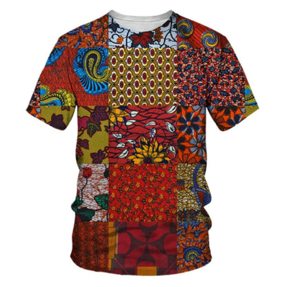 Men's Fashion 3D Digital Printing Short - Sleeved T-Shirt of African National Wind Trend in Summer - 7DAY'S