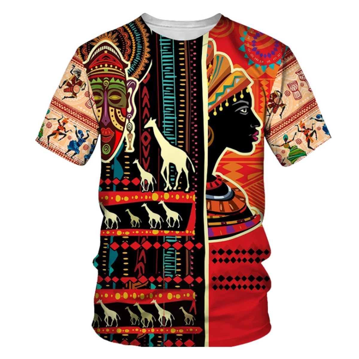 Men's Fashion 3D Digital Printing Short - Sleeved T-Shirt of African National Wind Trend in Summer - 7DAY'S