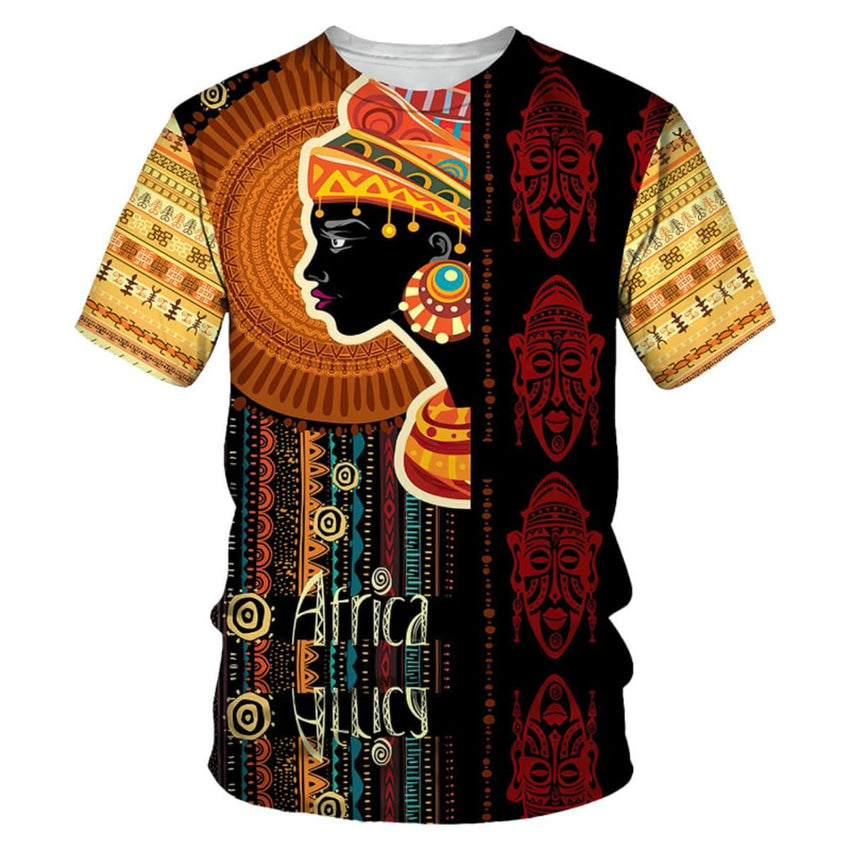 Men's Fashion 3D Digital Printing Short - Sleeved T-Shirt of African National Wind Trend in Summer - 7DAY'S
