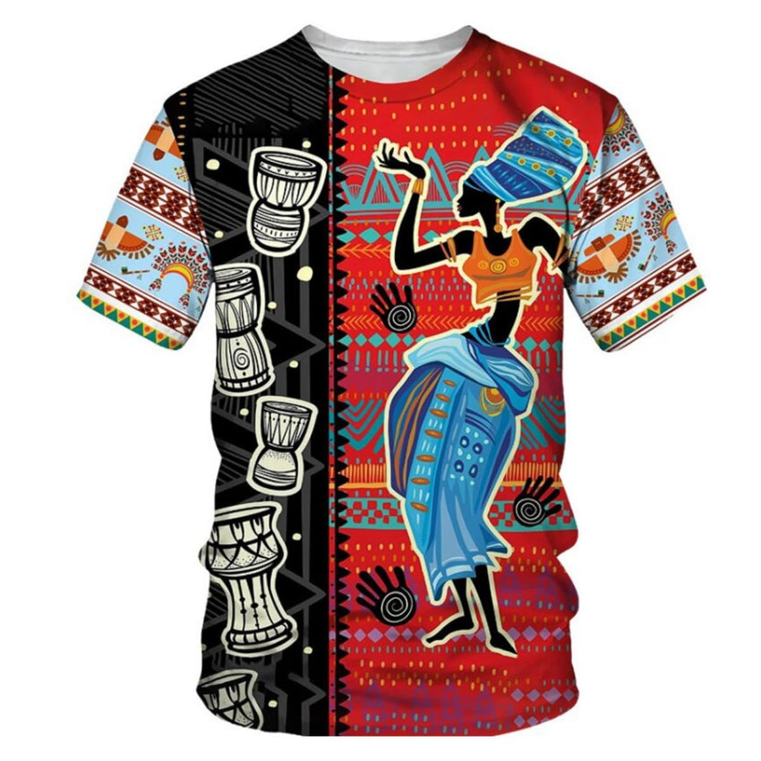 Men's Fashion 3D Digital Printing Short - Sleeved T-Shirt of African National Wind Trend in Summer - 7DAY'S