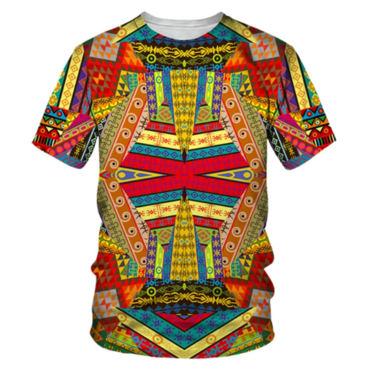 Men's Fashion 3D Digital Printing Short - Sleeved T-Shirt of African National Wind Trend in Summer - 7DAY'S