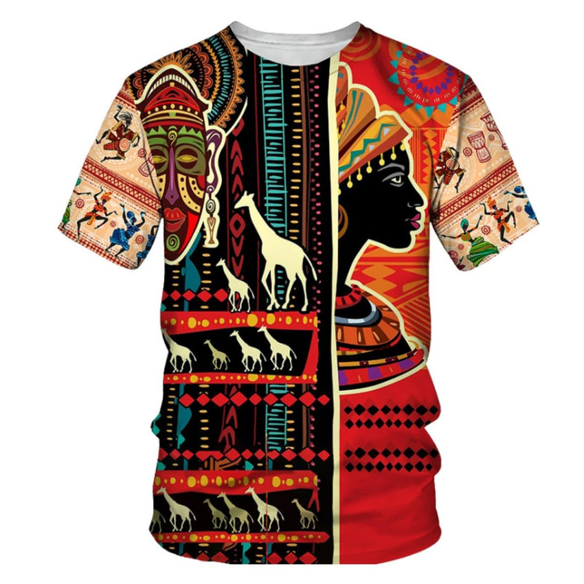 Men's Fashion 3D Digital Printing Short - Sleeved T-Shirt of African National Wind Trend in Summer - 7DAY'S