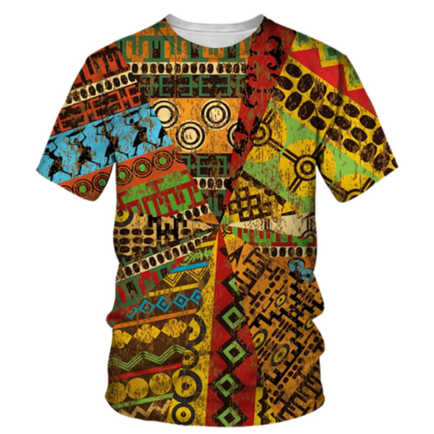 Men's Fashion 3D Digital Printing Short - Sleeved T-Shirt of African National Wind Trend in Summer - 7DAY'S