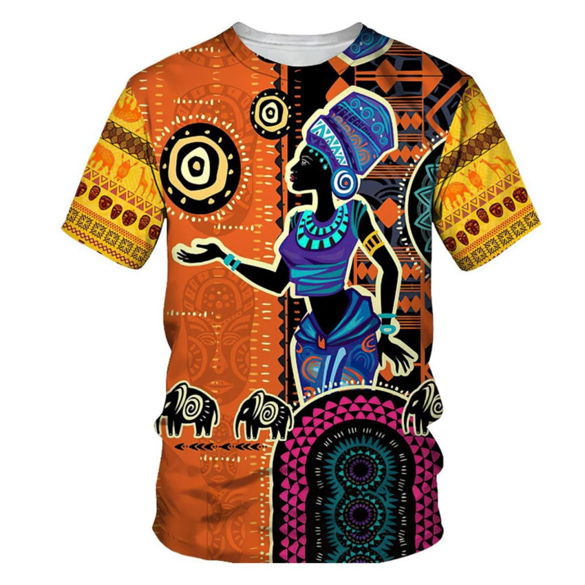 Men's Fashion 3D Digital Printing Short - Sleeved T-Shirt of African National Wind Trend in Summer - 7DAY'S