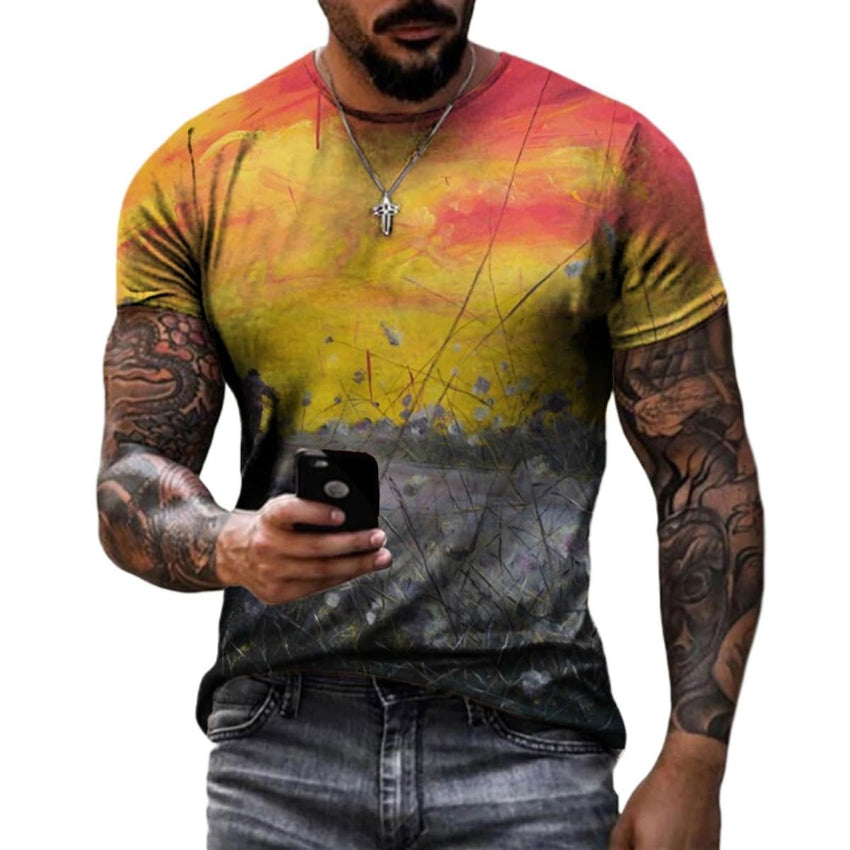 Men's Fashion 3D Printing Fashion Trend Short Sleeve T-Shirt Summer Men's wear - 7DAY'S