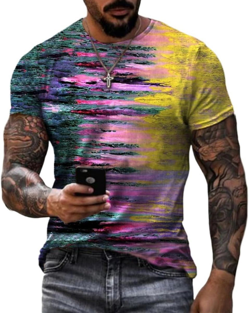 Men's Fashion 3D Printing Fashion Trend Short Sleeve T-Shirt Summer Men's wear - 7DAY'S