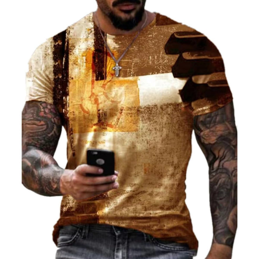 Men's Fashion 3D Printing Fashion Trend Short Sleeve T-Shirt Summer Men's wear - 7DAY'S