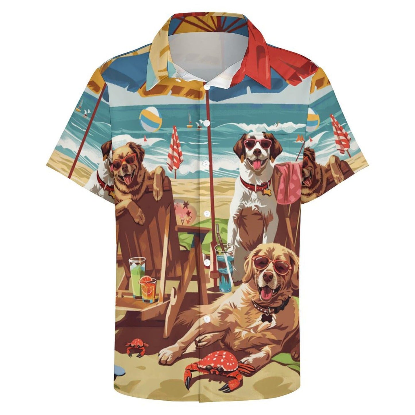 Men's Hawaiian Beach Dog Cat Shirt Short Sleeve Aloha Shirt Floral Button Down Tropical Hawaii Shirts - 7DAY'S