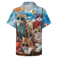 Men's Hawaiian Beach Dog Cat Shirt Short Sleeve Aloha Shirt Floral Button Down Tropical Hawaii Shirts - 7DAY'S