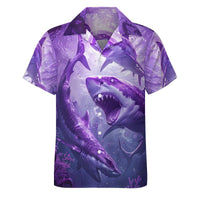 Mens Hawaiian Shark Shirts Short Sleeve Button Up Beach Summer Button Down Hawaiian Trippy Shirt for Men Women - 7DAY'S