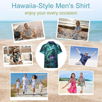 Mens Hawaiian Shark Shirts Short Sleeve Button Up Beach Summer Button Down Hawaiian Trippy Shirt for Men Women - 7DAY'S