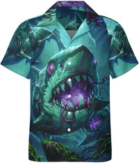 Mens Hawaiian Shark Shirts Short Sleeve Button Up Beach Summer Button Down Hawaiian Trippy Shirt for Men Women - 7DAY'S