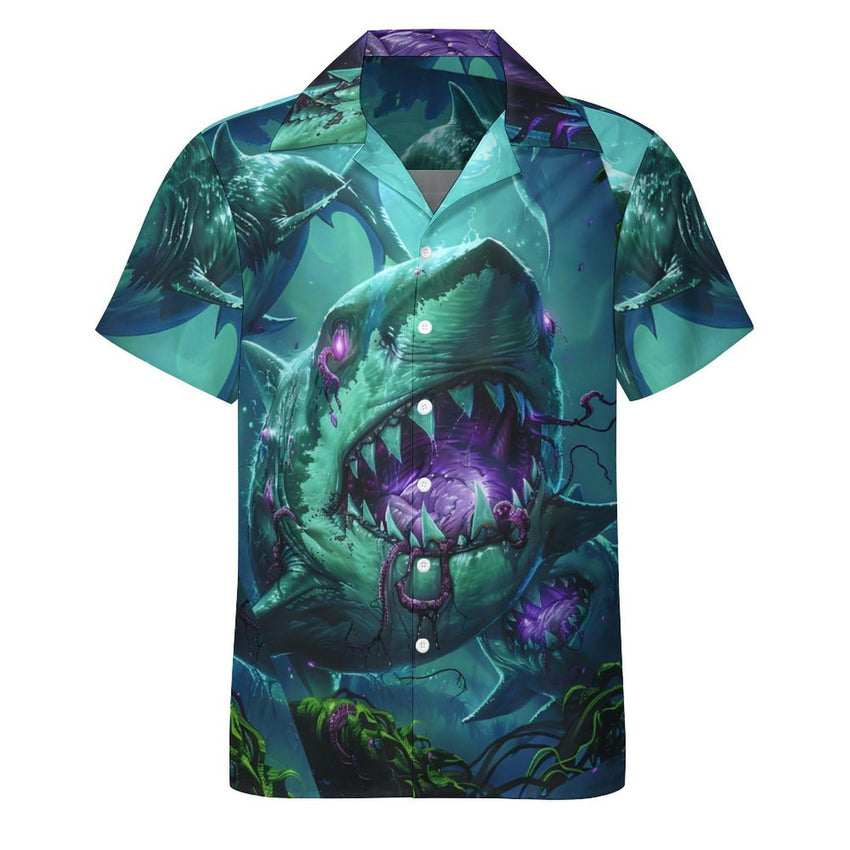 Mens Hawaiian Shark Shirts Short Sleeve Button Up Beach Summer Button Down Hawaiian Trippy Shirt for Men Women - 7DAY'S