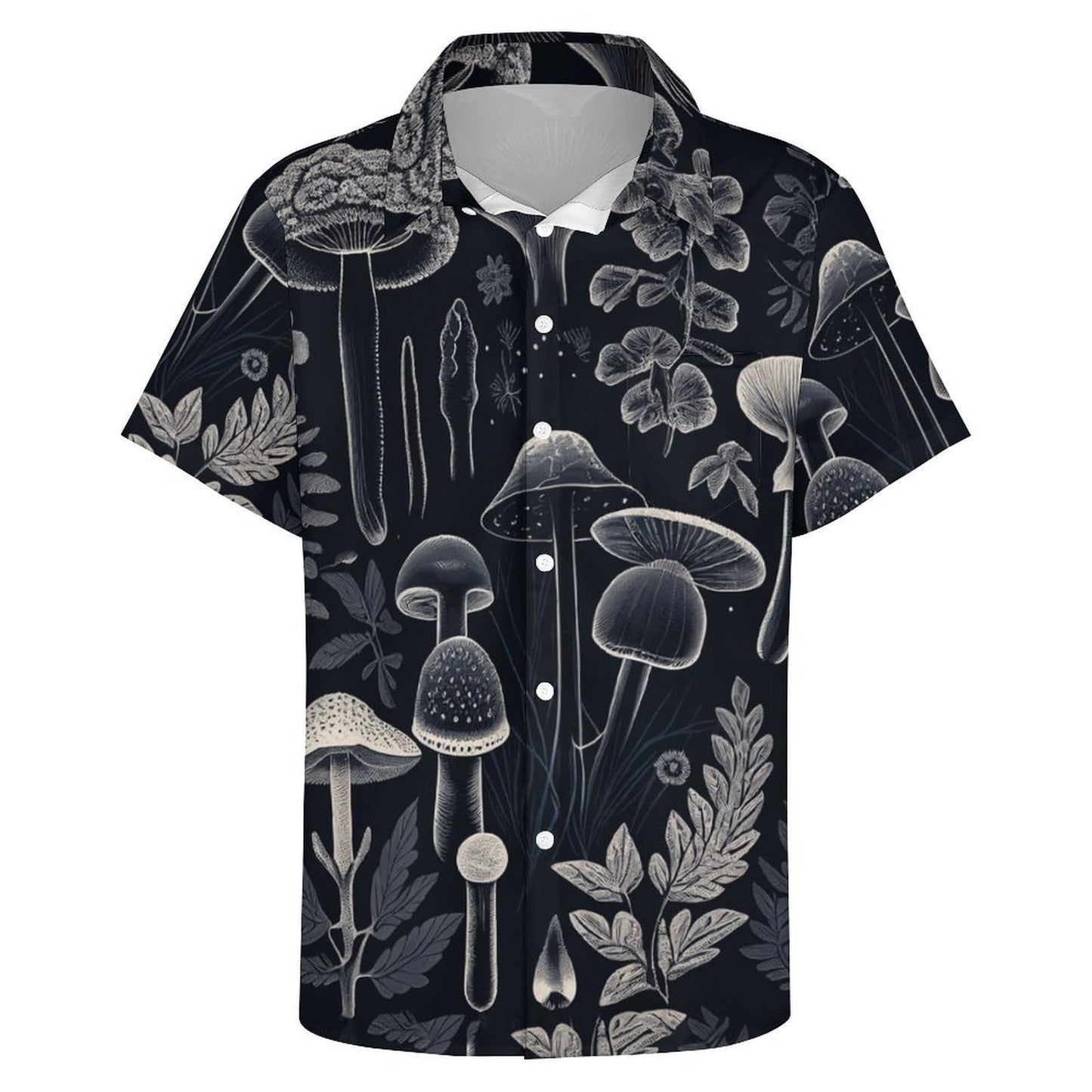 Mens Mushroom Button Down Shirt Short Sleeve Shirts Novelty Hawaiian Holiday Summer Funny Tops - 7DAY'S