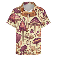 Mens Mushroom Button Down Shirt Short Sleeve Shirts Novelty Hawaiian Holiday Summer Funny Tops - 7DAY'S