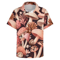 Mens Mushroom Button Down Shirt Short Sleeve Shirts Novelty Hawaiian Holiday Summer Funny Tops - 7DAY'S