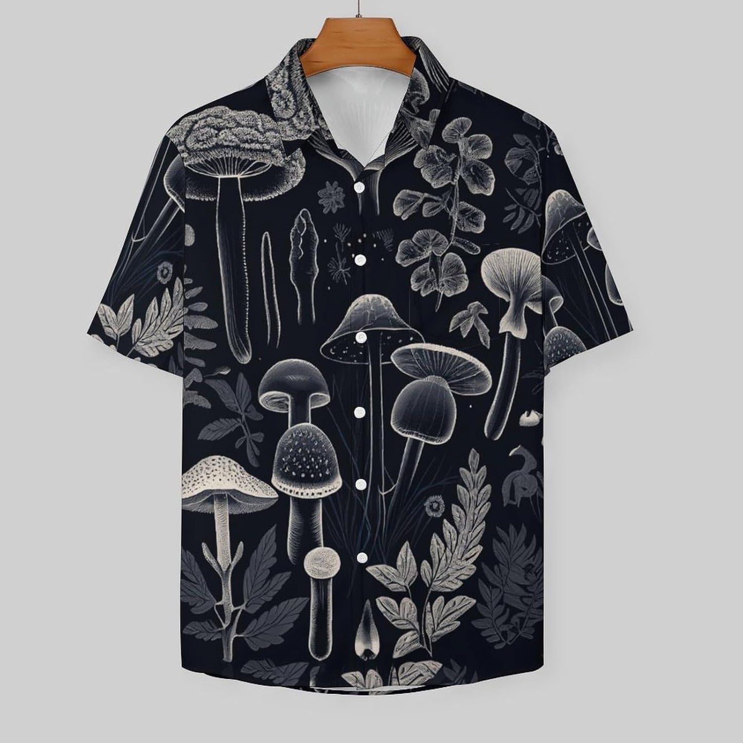 Mens Mushroom Button Down Shirt Short Sleeve Shirts Novelty Hawaiian Holiday Summer Funny Tops - 7DAY'S