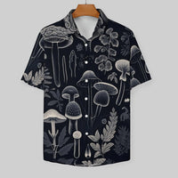 Mens Mushroom Button Down Shirt Short Sleeve Shirts Novelty Hawaiian Holiday Summer Funny Tops - 7DAY'S
