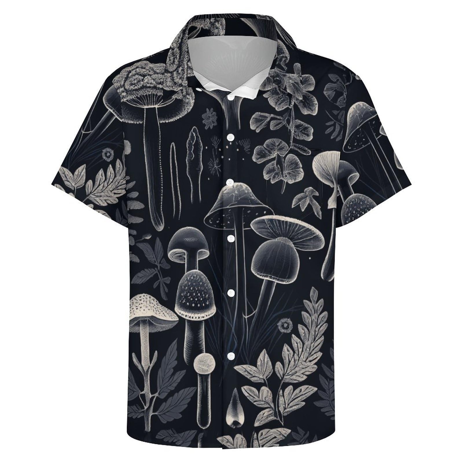 Mens Mushroom Button Down Shirt Short Sleeve Shirts Novelty Hawaiian Holiday Summer Funny Tops - 7DAY'S