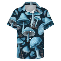 Mens Mushroom Button Down Shirt Short Sleeve Shirts Novelty Hawaiian Holiday Summer Funny Tops - 7DAY'S