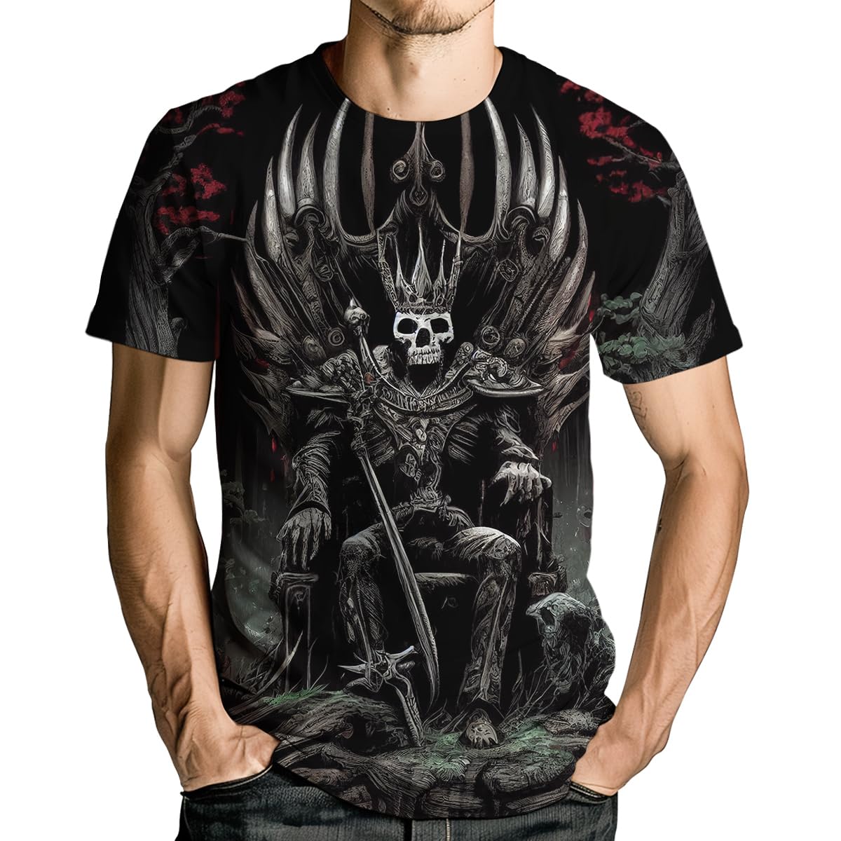 Men's Skull Graphic Tshirt 3D Print Skeleton Shirt for Men Funny Skull Tees Top - 7DAY'S