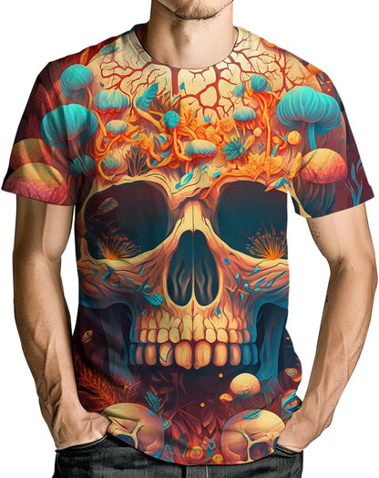Men's Skull Graphic Tshirt 3D Print Skeleton Shirt for Men Funny Skull Tees Top - 7DAY'S