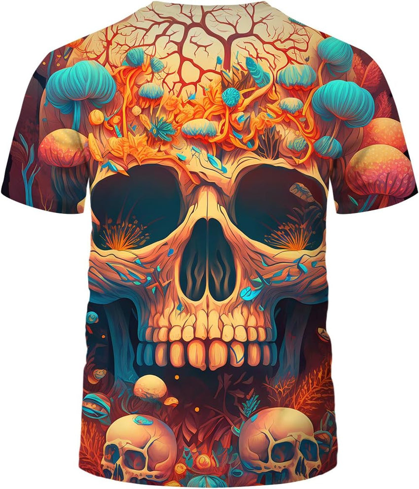 Men's Skull Graphic Tshirt 3D Print Skeleton Shirt for Men Funny Skull Tees Top - 7DAY'S