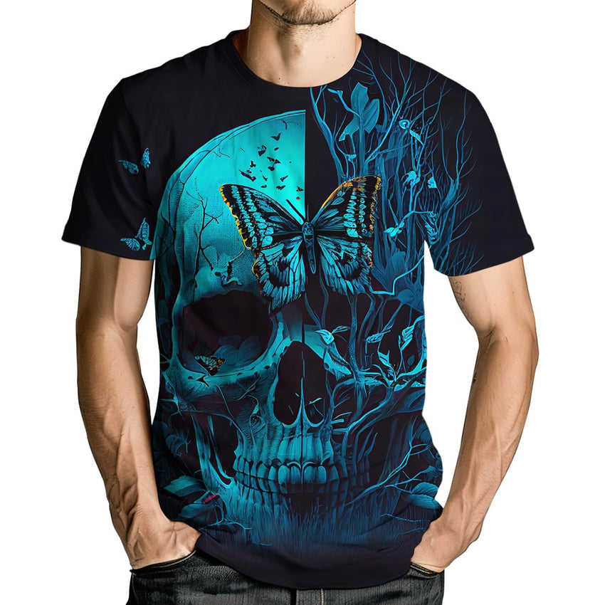 Men's Skull Graphic Tshirt 3D Print Skeleton Shirt for Men Funny Skull Tees Top - 7DAY'S